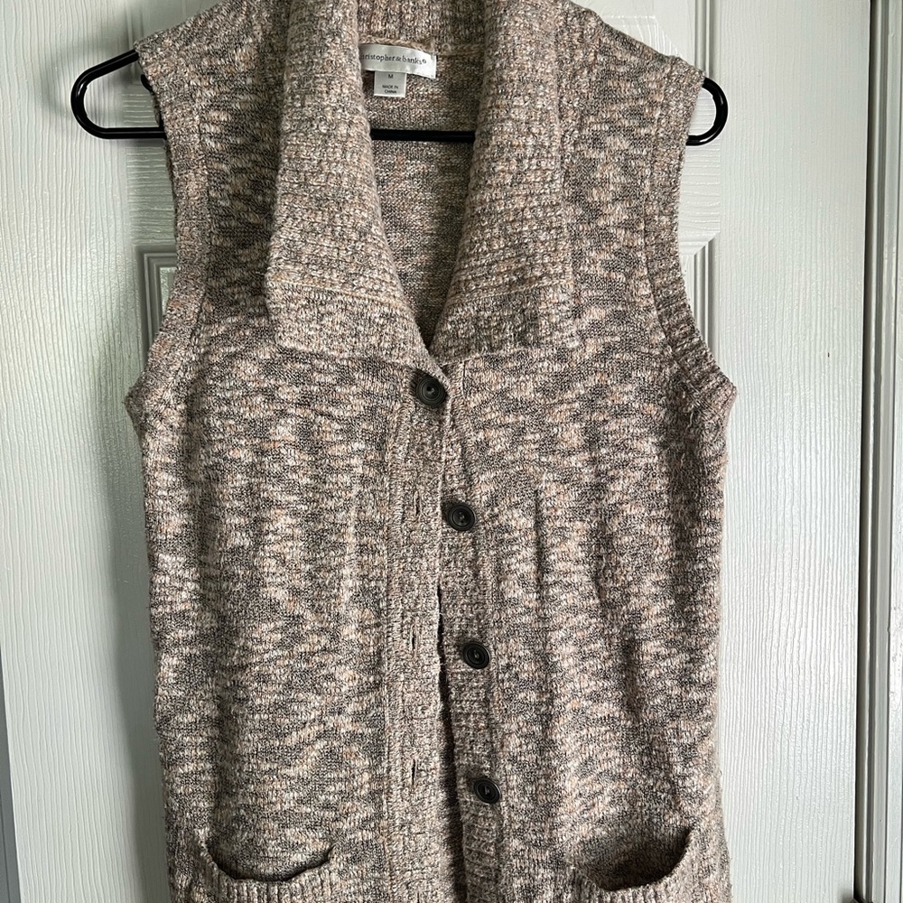 Christopher & Banks Textured Knit Vest - Brown